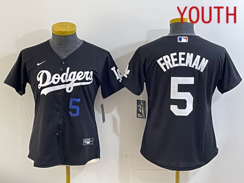 Youth Los Angeles Dodgers 5 Freeman Black Game 2024 Nike MLB Jersey style 11215